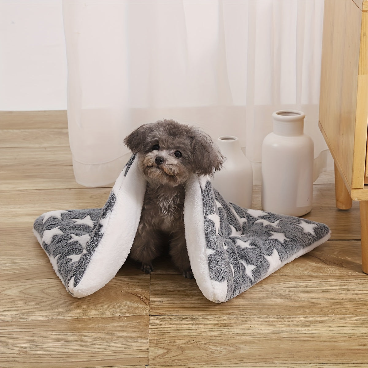 [Cozy Pet Mat] Soft, Thickened Plush Pet Mat | Cozy All-Season Warm Blanket for Cats & Dogs | Machine-Washable, Durable Polyester, Star Patterned Design