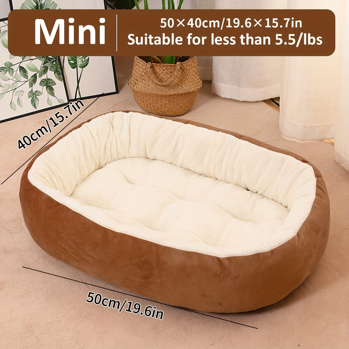 Cozy Plush Polypropylene 1pc Oval Pet Bed - Warm Dog Resting Pad for Extra Small to Medium Breeds - Non-Assembled
