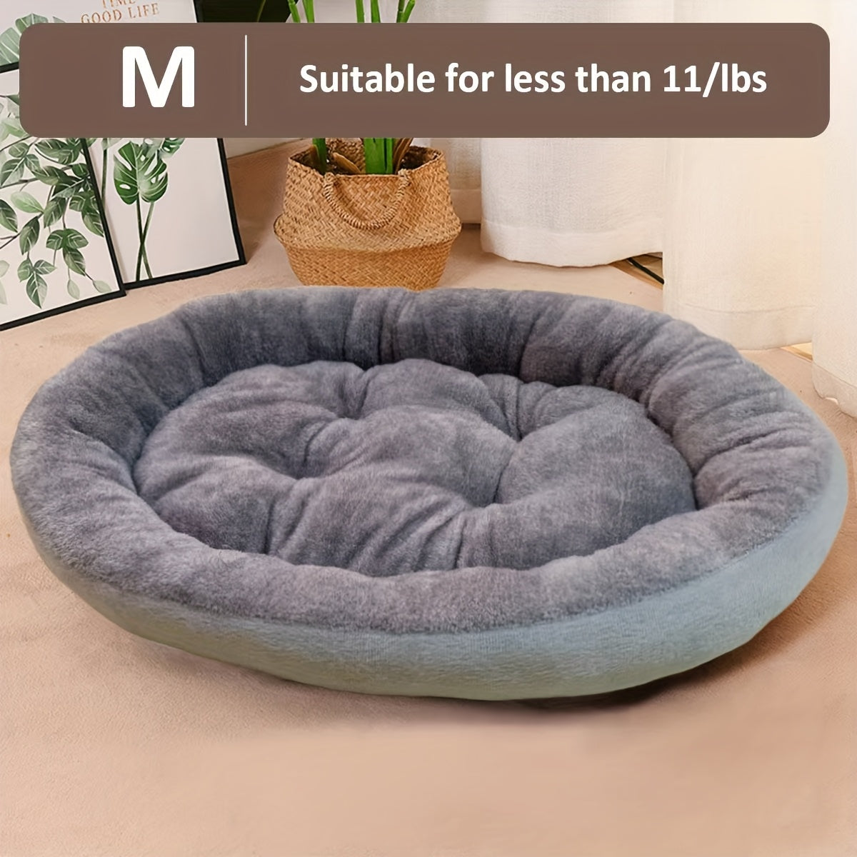 Cozy Plush Polypropylene 1pc Oval Pet Bed - Warm Dog Resting Pad for Extra Small to Medium Breeds - Non-Assembled