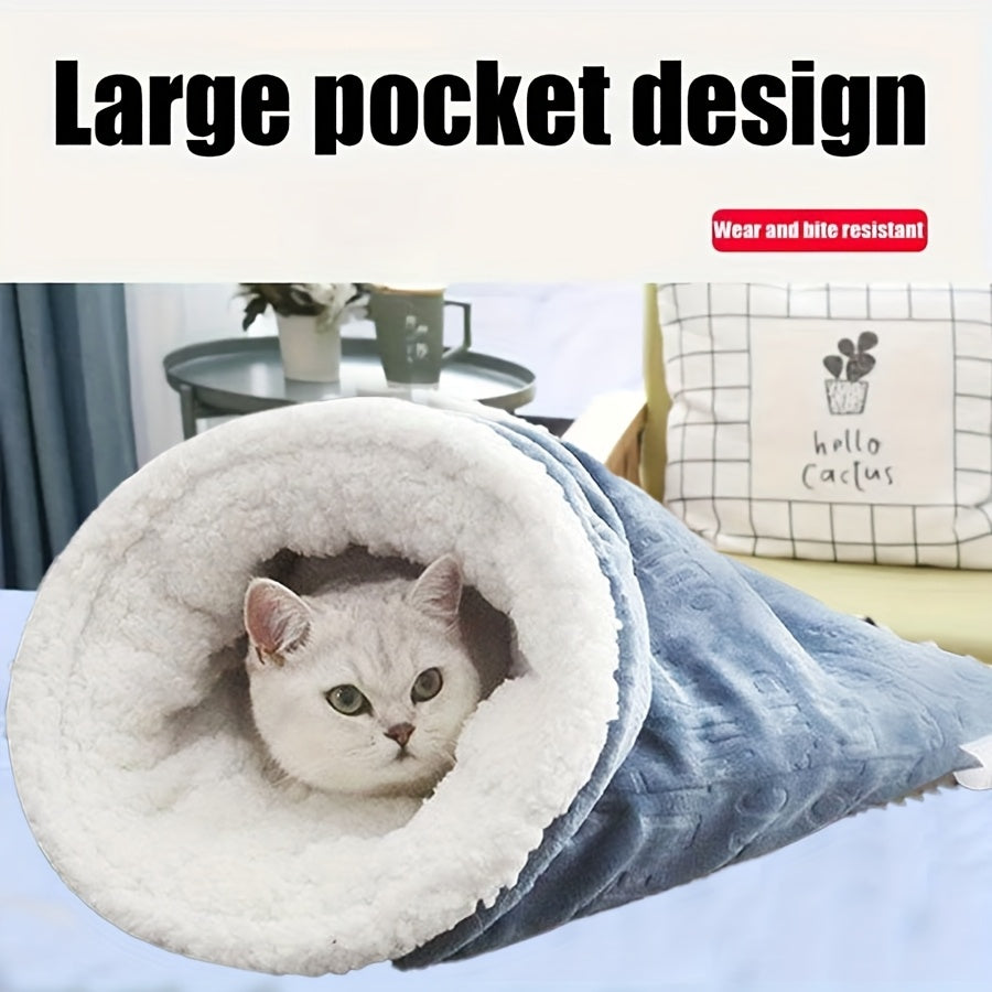 Cozy Flannel Warm Cat Bed - Cat Cave Bed for Indoor Cats, Sleeping, Relax, Play - Washable, Suitable for Small Cats, Christmas Gift