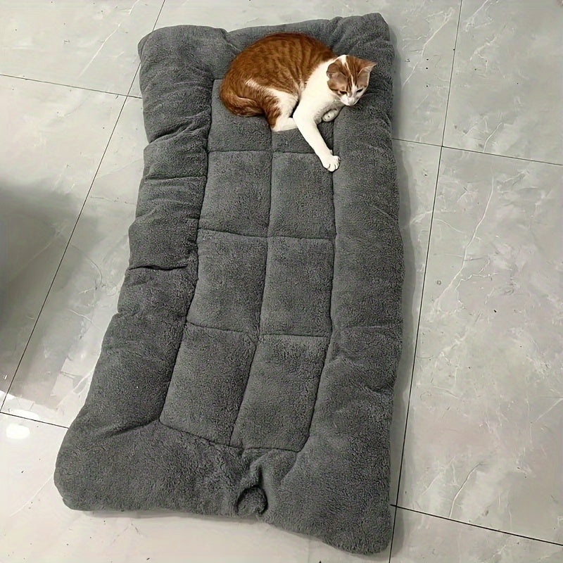 [Soft Dog Bed Sofa] Ultra Soft Extra Large Plush Dog Bed Sofa, 8-Grid Thick Polyester Pet Sofa with Non-Slip Bottom | Light Grey with White Trim, Suitable for All Sizes of Cats and Dogs, Comfortable Rectangular Sofa for Small to Large Dogs and Cats