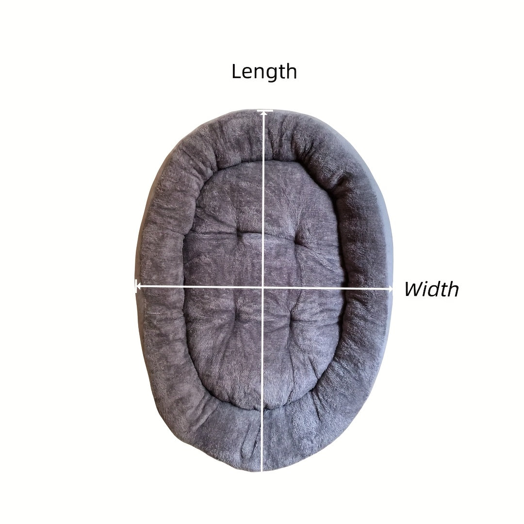Cozy Plush Polypropylene 1pc Oval Pet Bed - Warm Dog Resting Pad for Extra Small to Medium Breeds - Non-Assembled