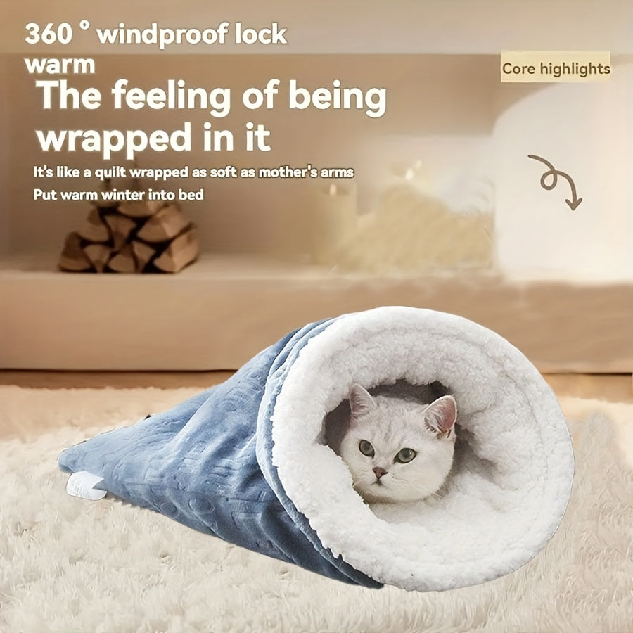 Cozy Flannel Warm Cat Bed - Cat Cave Bed for Indoor Cats, Sleeping, Relax, Play - Washable, Suitable for Small Cats, Christmas Gift