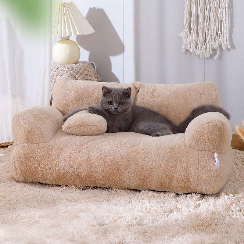 Gray Cat Sofa Bed - 21.65x14.96x7.87inch Detachable Polyester Pet Bed with Plush Cushion, Soft & Durable All-Season Indoor Cat Bed for Small Dogs & Cats, Cozy Home Decor, Cat Bed for Dogs, Cozy Pet Furniture, Modern Pet Furniture, Durable Pet Furniture