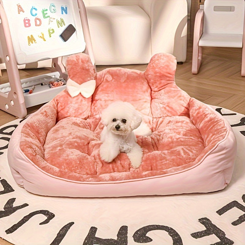 Cozy Pet Bed - Plush Ear Design Kennel, Winter Warm Cat Mat, Sleeping Sofa for Cats & Dogs