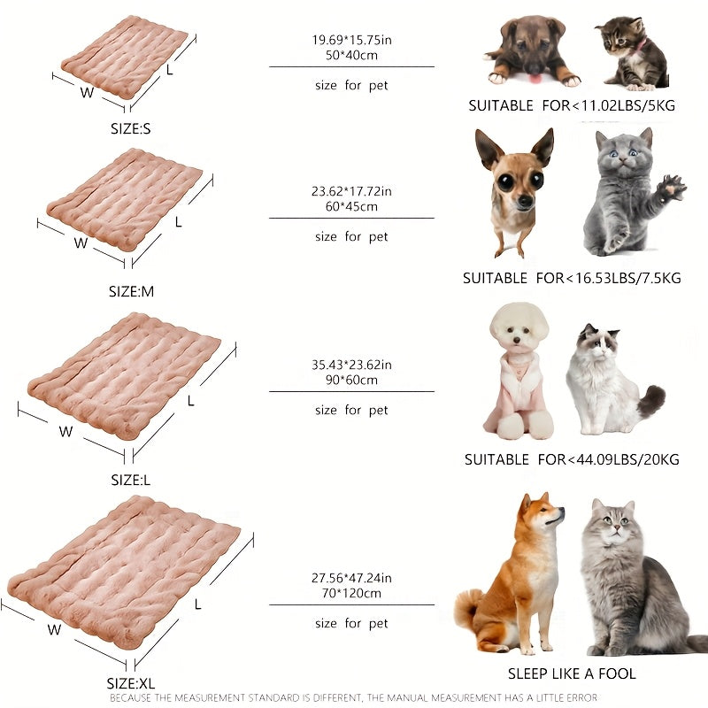 [Plush Pet Bed] Soft, Warm, Luxurious Plush Pet Bed for Dogs & Cats | Rectangular Polyester Blanket in Assorted Colors | All-Season Comfort, Ideal for Small to Large Breeds