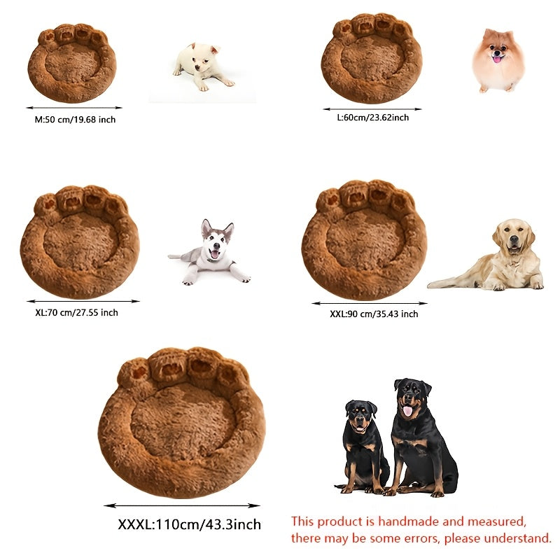 Ultra-Cozy Bear Paw Pet Bed - Luxurious Long Plush Dog Sleep Haven - Cloud-Soft Snuggle Cushion Sofa - Designed for Furry Friends - Adorable Bear Paw Shape