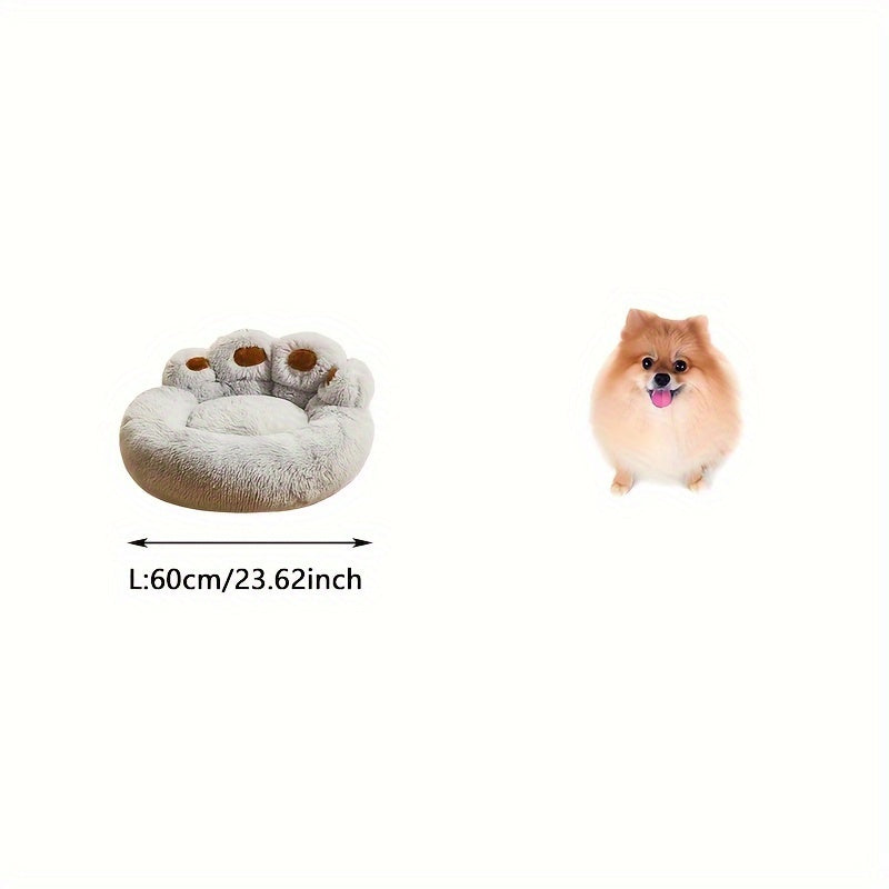 Ultra-Cozy Bear Paw Pet Bed - Luxurious Long Plush Dog Sleep Haven - Cloud-Soft Snuggle Cushion Sofa - Designed for Furry Friends - Adorable Bear Paw Shape