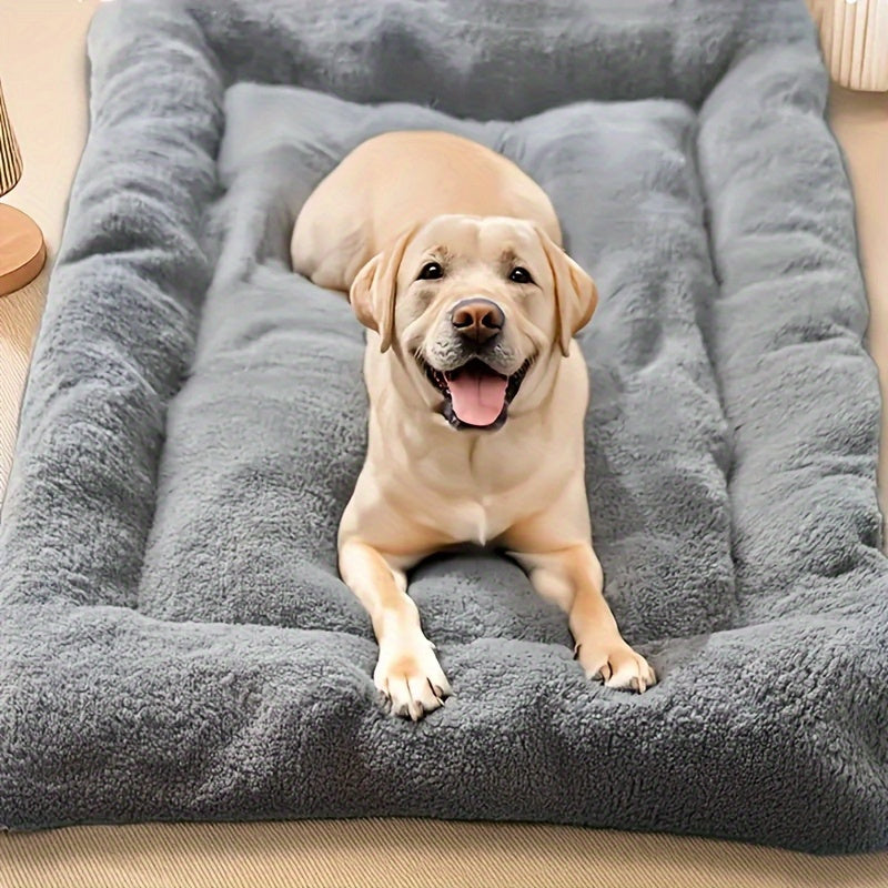 [Soft Dog Bed Sofa] Ultra Soft Extra Large Plush Dog Bed Sofa, 8-Grid Thick Polyester Pet Sofa with Non-Slip Bottom | Light Grey with White Trim, Suitable for All Sizes of Cats and Dogs, Comfortable Rectangular Sofa for Small to Large Dogs and Cats