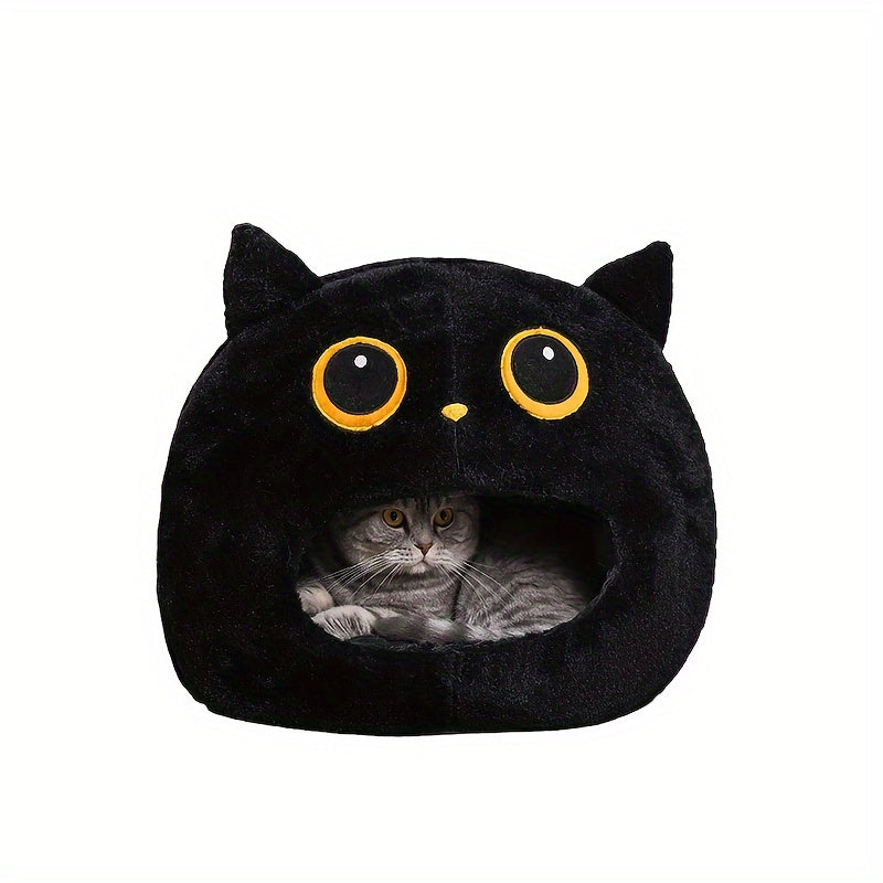 [Cozy Cartoon Pet Bed] Soft Cozy Cartoon Animal Pet Bed - Comfortable Sponge Nest for Small to Medium Cats & Dogs, All-Season Cat Kennel