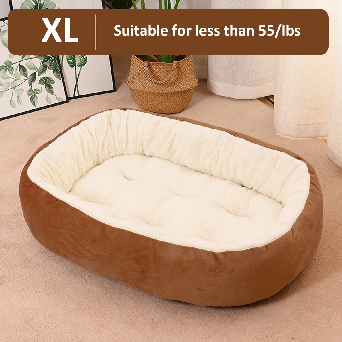 Cozy Plush Polypropylene 1pc Oval Pet Bed - Warm Dog Resting Pad for Extra Small to Medium Breeds - Non-Assembled