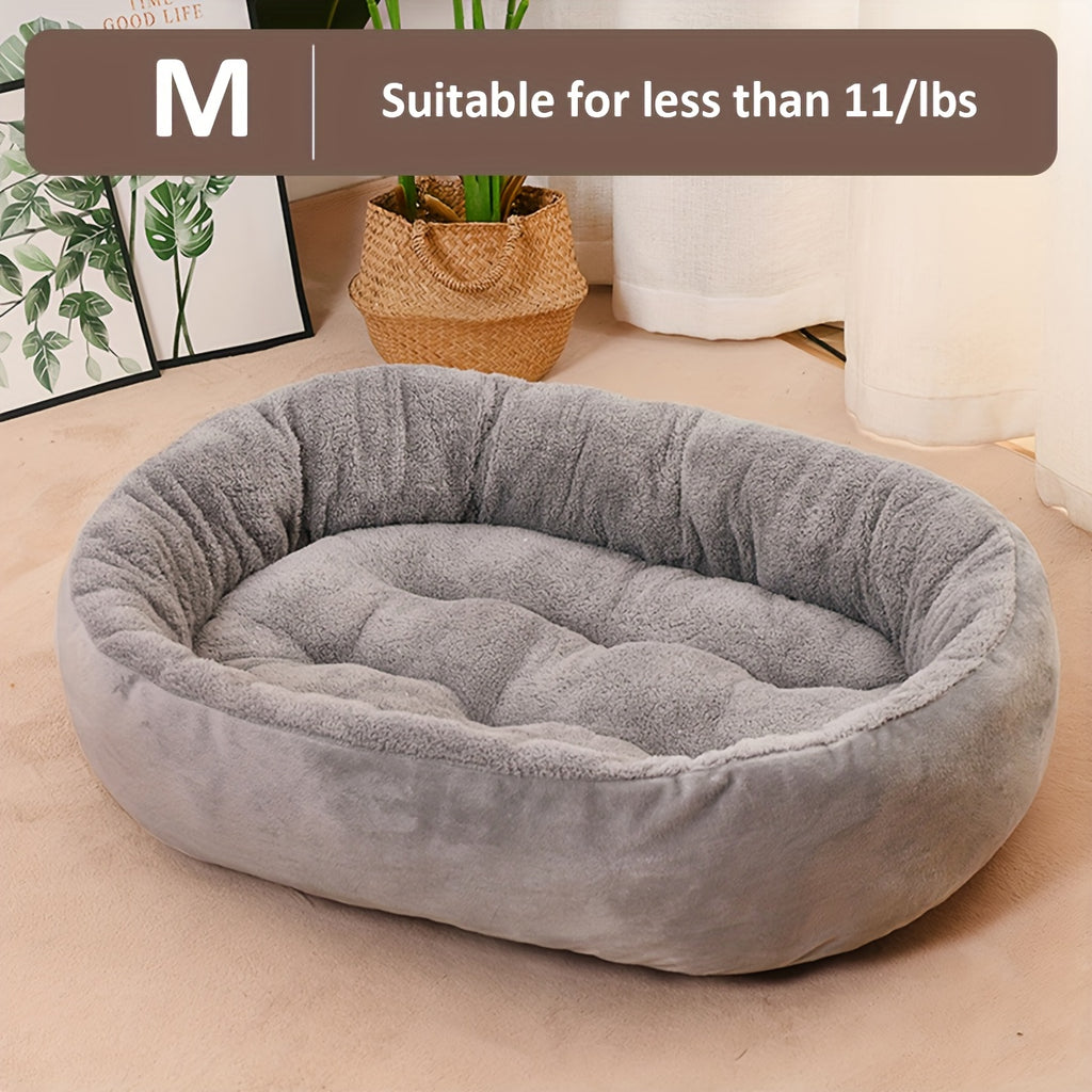 Oval Pet Bed - Soft Warm Polyester Dog Bed with Plush Cushioned Interior, Non-Slip Bottom - All-Season Cozy Bedding for Small to Medium Dogs & Cats, Lightweight & Portable Indoor/Outdoor Use - Easy-Clean Pet Bed for Home, Travel, or Gifting - Ideal for