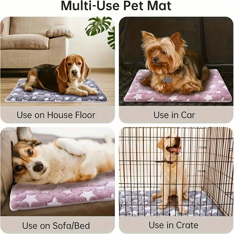 [Cozy Pet Mat] Soft, Thickened Plush Pet Mat | Cozy All-Season Warm Blanket for Cats & Dogs | Machine-Washable, Durable Polyester, Star Patterned Design