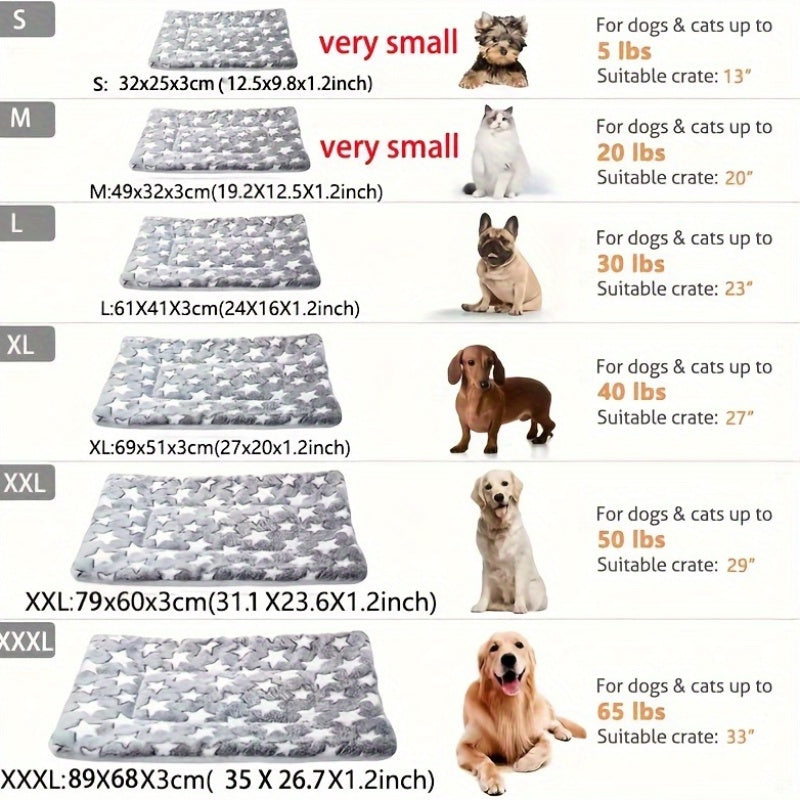 [Cozy Pet Mat] Soft, Thickened Plush Pet Mat | Cozy All-Season Warm Blanket for Cats & Dogs | Machine-Washable, Durable Polyester, Star Patterned Design