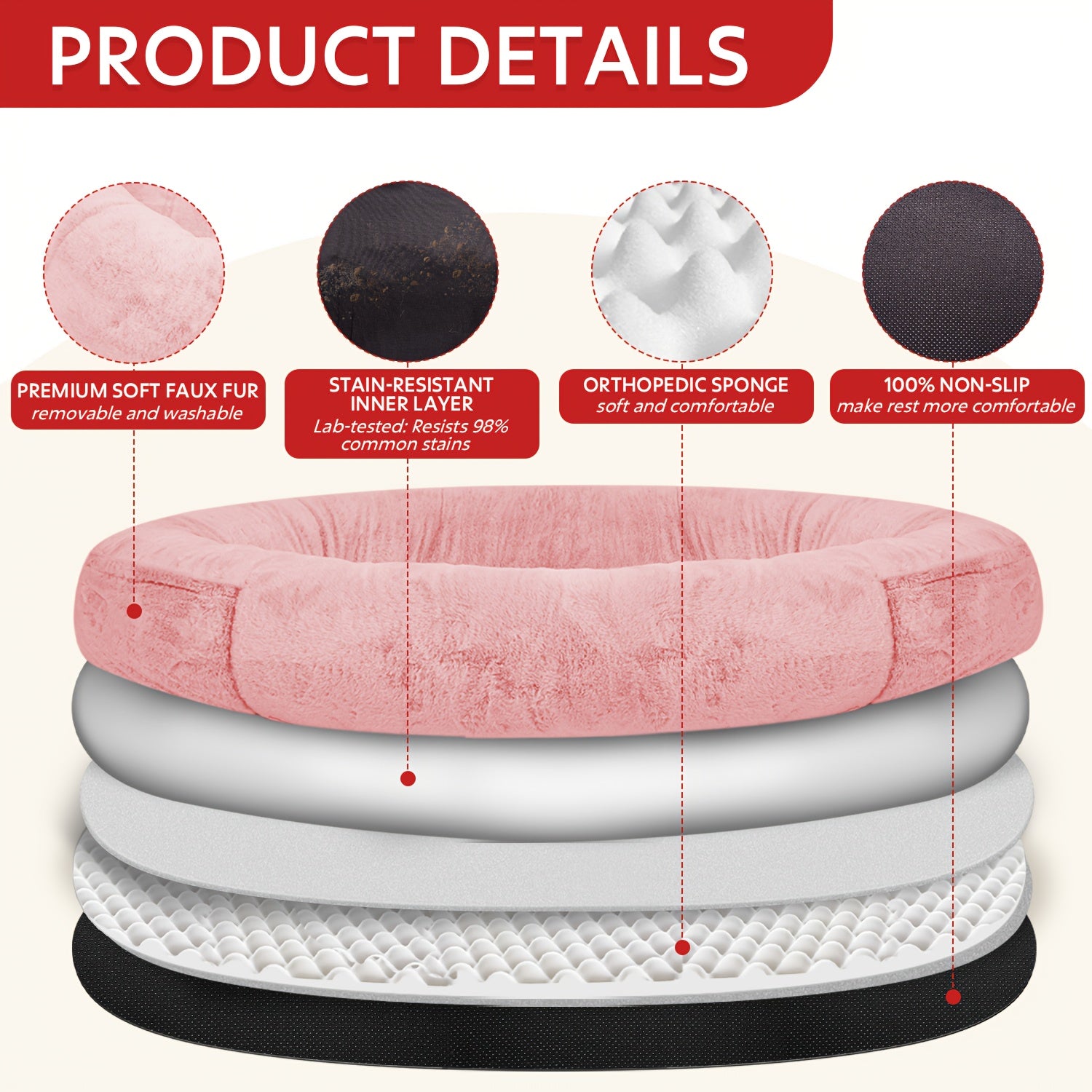 71" Large Orthopedic Dog Bed for Humans & Pets Plush Washable Faux Fur with Pillow & Blanket, Non-Slip Bottom for Dogs/Cats, Grey Luxury Pet Sofa, Small Dog Bed, Dog Sleeping Spot, Cat Lounger, Stylish Pet Accessory, Cozy Pet Sofa, Washable Fabric,