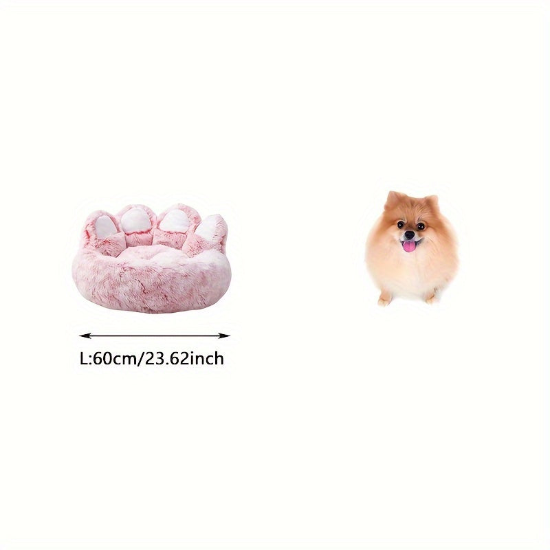 Ultra-Cozy Bear Paw Pet Bed - Luxurious Long Plush Dog Sleep Haven - Cloud-Soft Snuggle Cushion Sofa - Designed for Furry Friends - Adorable Bear Paw Shape