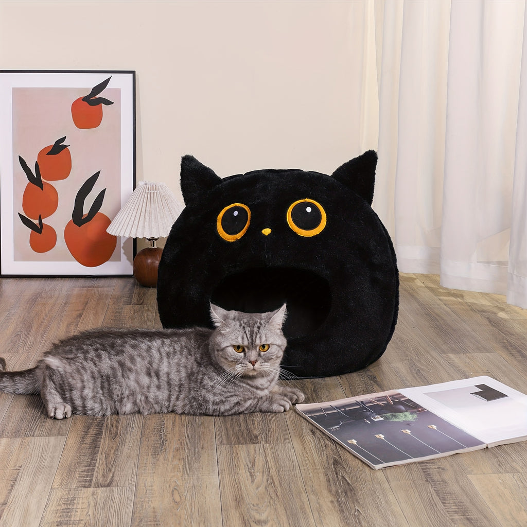 [Cozy Cartoon Pet Bed] Soft Cozy Cartoon Animal Pet Bed - Comfortable Sponge Nest for Small to Medium Cats & Dogs, All-Season Cat Kennel