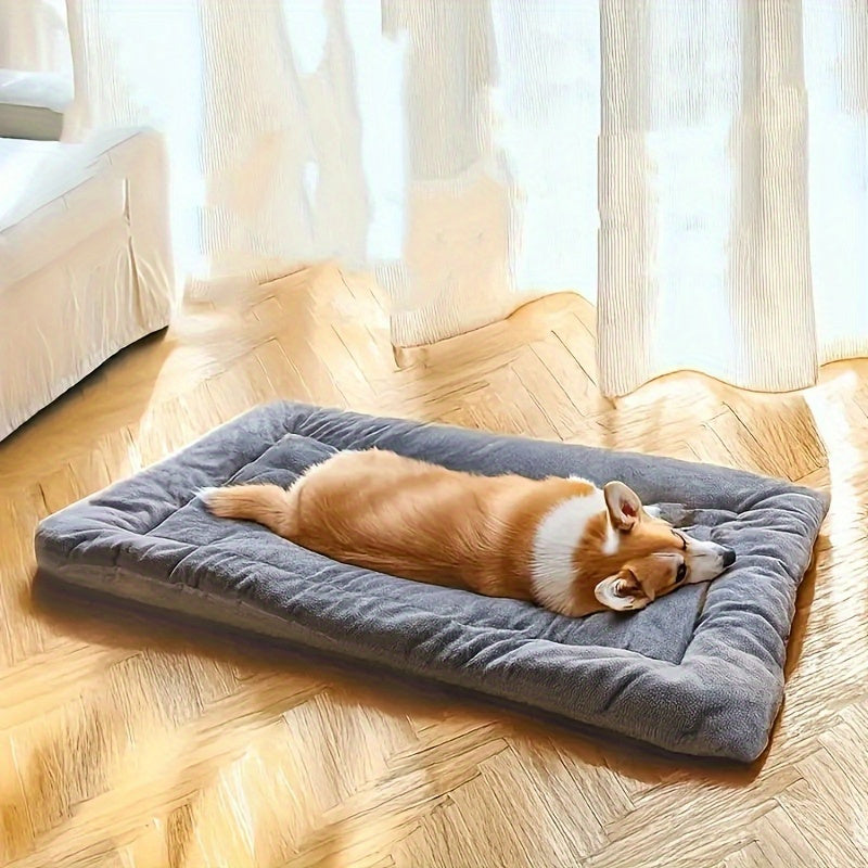 [Soft Dog Bed Sofa] Ultra Soft Extra Large Plush Dog Bed Sofa, 8-Grid Thick Polyester Pet Sofa with Non-Slip Bottom | Light Grey with White Trim, Suitable for All Sizes of Cats and Dogs, Comfortable Rectangular Sofa for Small to Large Dogs and Cats