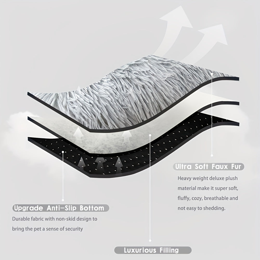1pc Extra Large Fleece Lined Dog Bed & Cat Mat - Thickened Comfortable Warm Polyester, Easy to Remove & Washable, Square Design for All Dog Breeds & Sizes, Pet Bedding, Cozy Pet Furniture, Plush Pet Furniture, Durable Pet Furniture