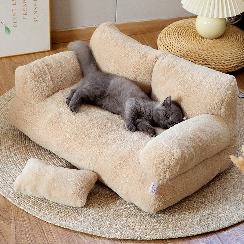 Gray Cat Sofa Bed - 21.65x14.96x7.87inch Detachable Polyester Pet Bed with Plush Cushion, Soft & Durable All-Season Indoor Cat Bed for Small Dogs & Cats, Cozy Home Decor, Cat Bed for Dogs, Cozy Pet Furniture, Modern Pet Furniture, Durable Pet Furniture
