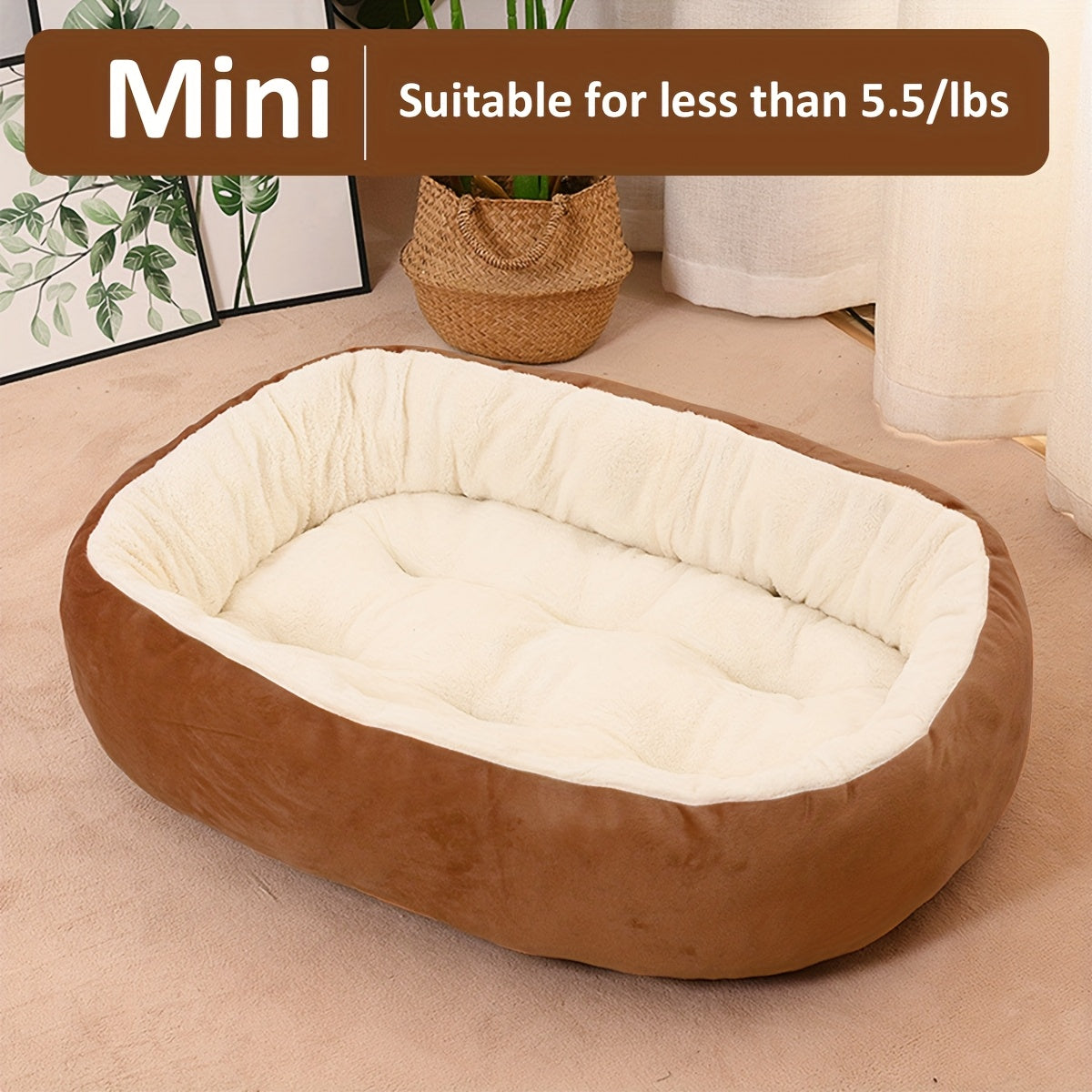Cozy Plush Polypropylene 1pc Oval Pet Bed - Warm Dog Resting Pad for Extra Small to Medium Breeds - Non-Assembled