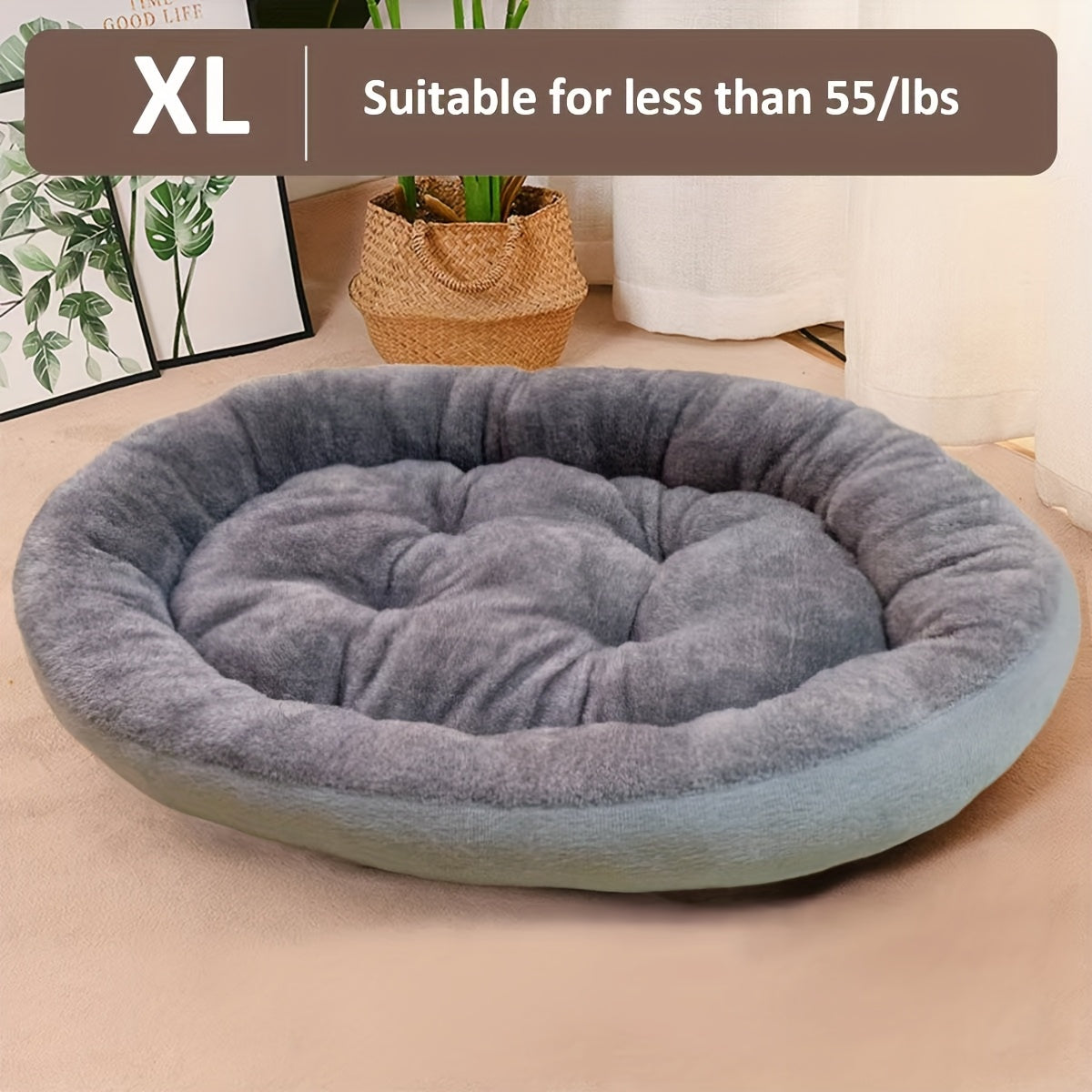 Cozy Plush Polypropylene 1pc Oval Pet Bed - Warm Dog Resting Pad for Extra Small to Medium Breeds - Non-Assembled