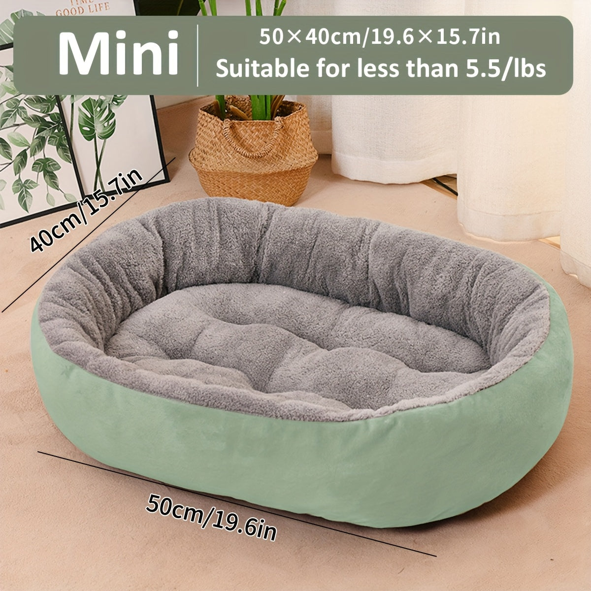 Cozy Plush Polypropylene 1pc Oval Pet Bed - Warm Dog Resting Pad for Extra Small to Medium Breeds - Non-Assembled